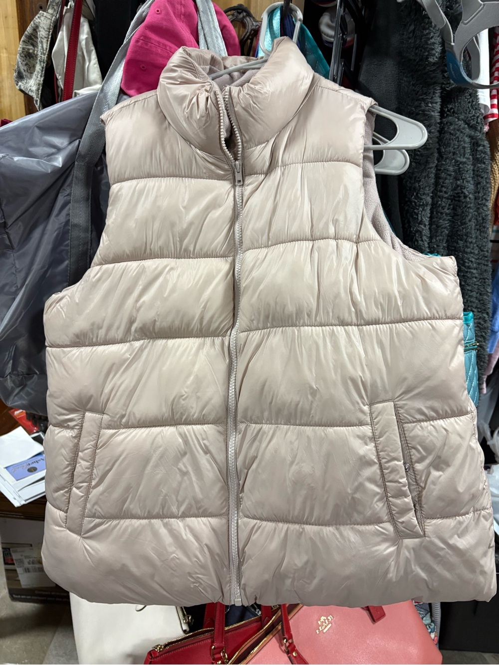 Old Navy Tan Quilted Puffer Vest